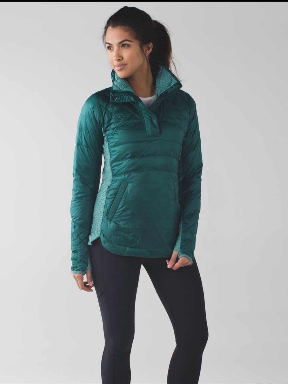 Lululemon Teal Quilted Hooded Pullover Jacket, Size 8